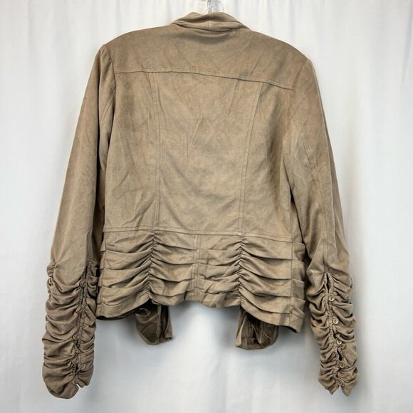 Miilla Womens Blazer Jacket Khaki Stone Buttons Ruched Casual Suit Solid M - Picture 6 of 11